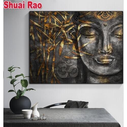 Buddhist Mood Pictures for Living Room Home bamboo Buddha Decoration diamond embroidery full square mosaic Diamond Painting Sale