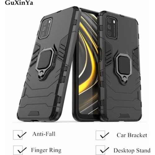Phone Case For Xiaomi POCO M3 Back Cover POCO M3 Funda Luxury Armor Magnetic Ring Cover For Xiaomi POCO M3 With Holder Coque