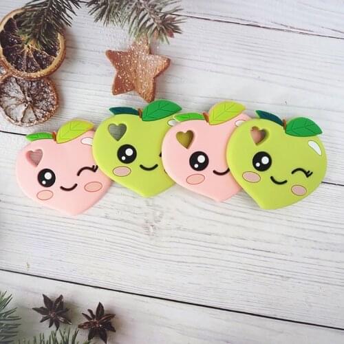 Chenkai 5PCS Silicone peach Teether Toys Chewable fruits Shape Products Nursing Gift Accessory BPA free