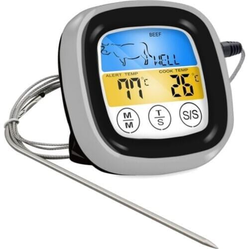 Digital BBQ Meat Thermometer Grill Kitchen Oven Thermomet With Timer Stainless Steel Probe Cooking Barbecue Thermometer
