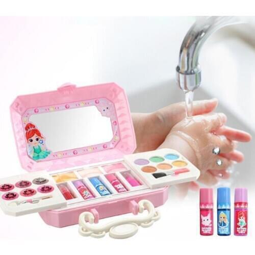 Children Girls Washable Multi-Layer Cosmetic Mini Box Makeup Case Play Toys Set For Girl Baby Toys Princess Dress Up Princess