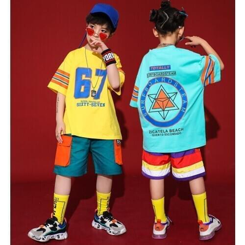 Kids Dance Costumes Hip Hop Costumes for Girls Boys Jazz Dancing Clothes Ballroom T Shirt Shorts Pants Dance Outfits Stage Wear