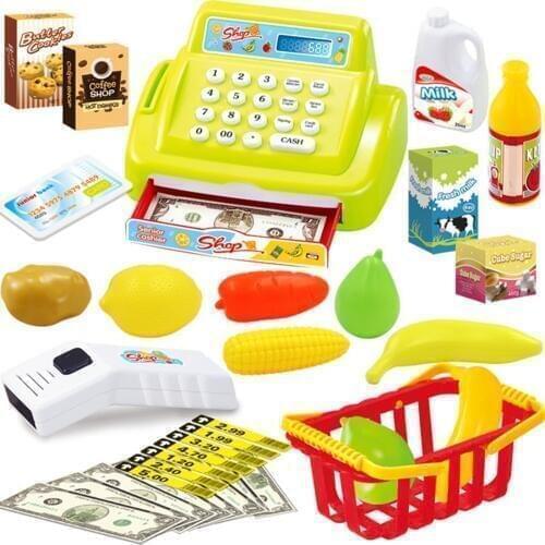 Kids House Toy Mini Supermarket Shop Cash Register Kit Toy Pretend & Play Playset As New Year Christmas Birthday Gift