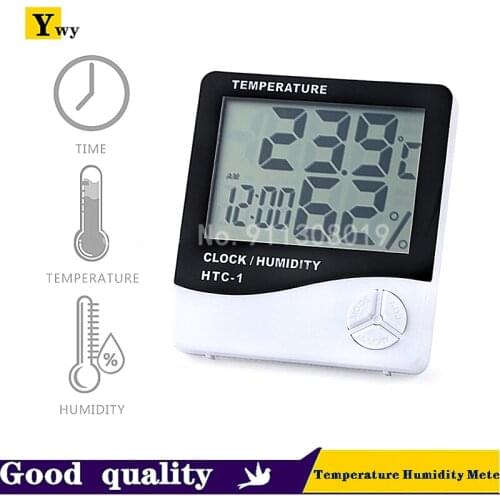 Indoor Room LCD Electronic Temperature Humidity Meter Digital Thermometer Hygrometer Weather Station Alarm Clock HTC-1/HTC2