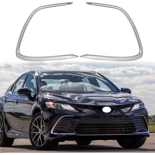 For Toyota Camry 2021 Chrome Front Fog Light Lamp Cover Trim Bumper Molding Garnish Eyebrow Eyelid