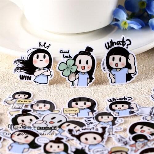 40 PCS Anime Cartoon long haired girl Paper Sealing Stickers Crafts And Scrapbooking book Decorative sticker DIY Stationery