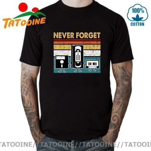 70s 80s vintage clothing never forget VHS magnetic tape disc cassette disk Funny T shirts causal good memory retro mens T-shirt
