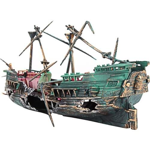 2021 Hot Aquarium Fish Tank Landscape Pirate Ship Wreck Ship Decor Resin Boat Ornament Aquarium Accessories Decoration