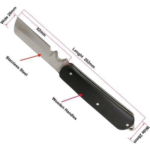 Haicable Wire knife Stainless Steel Cable Cutter Wire Stripper Professional Electrician Knife Tools Wooden Handles KC-502