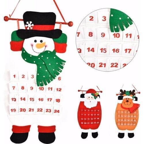 JX-LCLYL Large Christmas Santa Reindeer Snowman Advent Calendar With Pockets Countdown