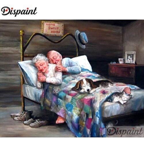 Dispaint Full Square/Round Drill 5D DIY Diamond Painting "Old couple character" Embroidery Cross Stitch 5D Home Decor A11041