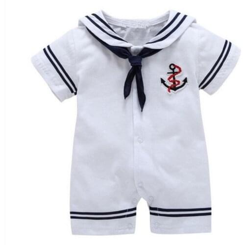 Newborn baby clothes White Navy Sailor uniforms summer baby rompers Short sleeve one-pieces jumpsuit baby boy girl clothing