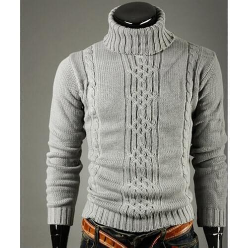 New fashion brand Mens Knit Lapel Long Sleeve Turtleneck Turtleneck Solid Color Regular Sweater for Men Winter High Neck