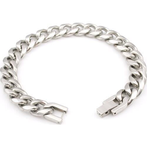Men Stainless Steel Bracelet Round Cut Curb Cuban Link Chain Jewelry Wholesale Man Bangle Accessory Different Size WB506