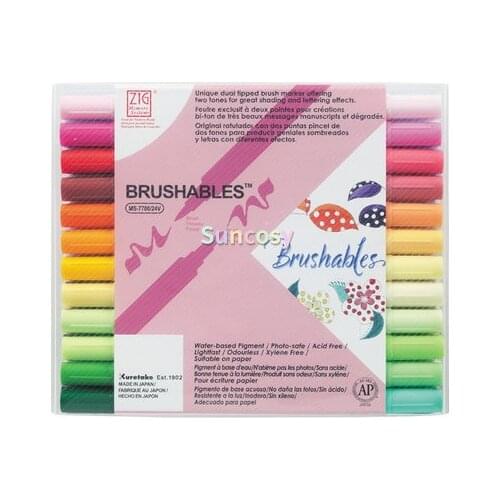 4/6/24 color Set ZIG Kuretake Marker Pens MS-7700 Watercolor Brush Pens Waterproof BRUSHABLES Painting Twin Tip Dark & Light