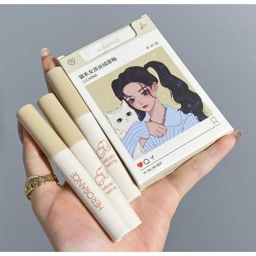 HERORANGE 5PCS Lip Glaze Set Painting Series Cigarette Case Nonstick Cup Lipstick Suit Fashion Women Lips Makeup Cosmetic Gift