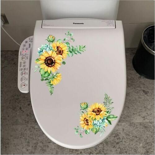 1PCS Sunflower Rattan Wall Stickers For Door Home Decor Living Room Refrigerator Cabinet Glass Toilet Ornament 30*30CM
