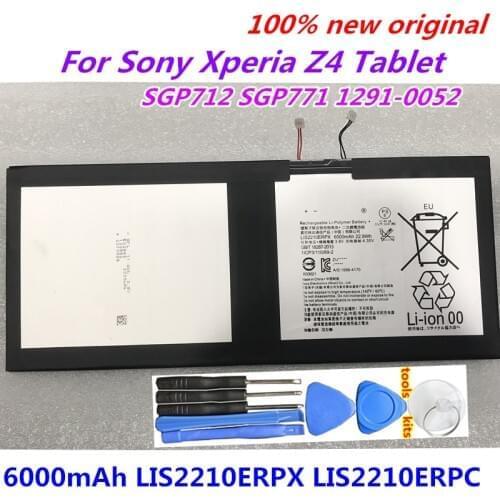 New Original 6000mAh LIS2210ERPX LIS2210ERPC Replacement Battery For Sony Xperia Z4 Tablet SGP712 SGP771 1291-0052 + Tools