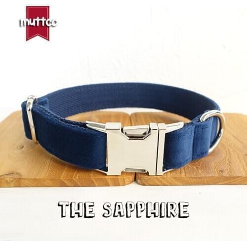 MUTTCO adjustable pet collar walking training dog leash THE SAPPHIRE metal buckle puppy collar pet supplies 5 sizes UDC078