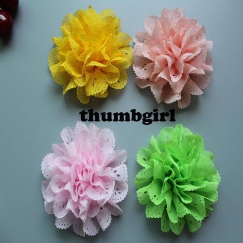 Wholesale chiffon Wavy Hollow Out Flowers For Hairband DIY kids Girls Hair Accessories Without Clips 55ps/lotFree Shipping