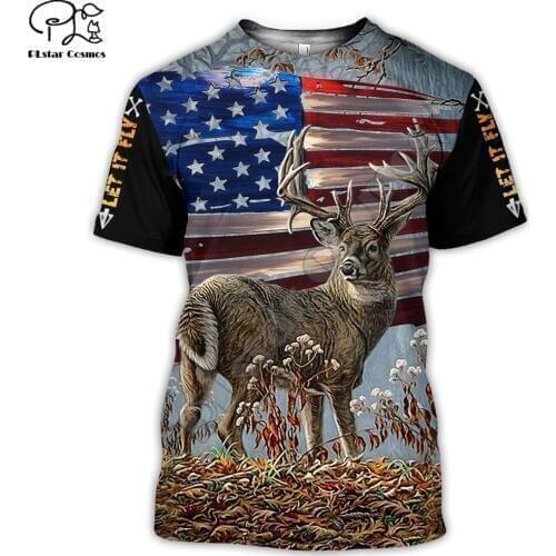 PLstar Cosmos Animal Deer Bow Hunting Hunter Camo suit Harajuku New Fashion 3DPrint Unisex Shorts Sleeves T-shirts Men/Women s-2