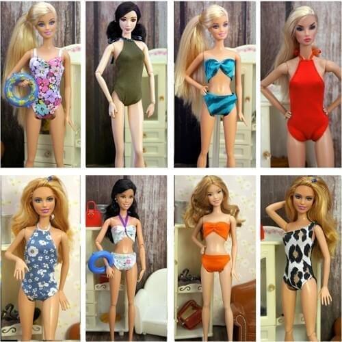 Beach Pool Swimsuit for Barbie Doll Kids Toy Clothes Bikini Dress Dolls Accessories Toys for Girl Suit for 18 Inch Doll Swimwear