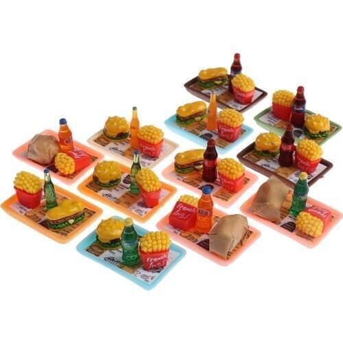 Dollhouse Trays Plates Mini Hamburg Food Dishes Kitchen Tableware Decor Toy gift for children Girls For Dollhouse Accessories