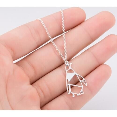 Origami Penguin Necklace Women Animal Pendant Necklaces Bijoux Femme