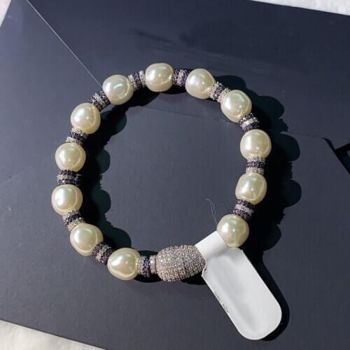 Brand 1:1Luxury Copper Bracelet High Quality Elegant White Natural Freshwater Pearls Bracelets with Purple Stones Women Jewelry