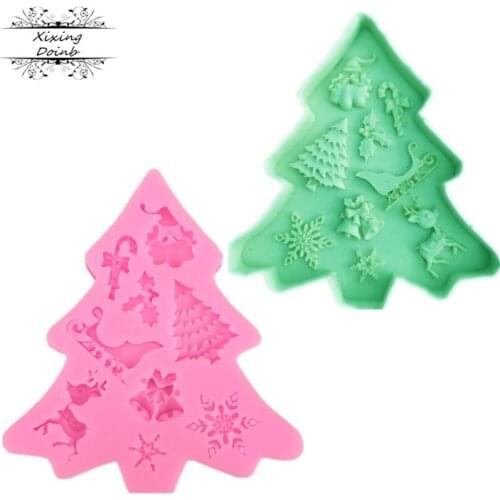 Christmas Series Tree/ Deer/Bell/Snowflake/Santa Claus Elk Fondant Silicone Mold Cake Decorating Bakeware Chocolate Mold
