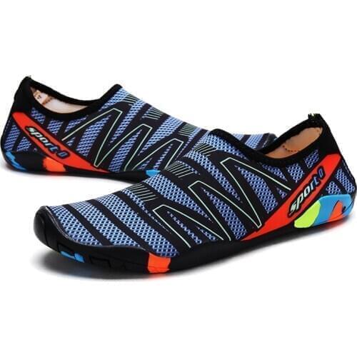 2019 Breathable Sock Swimming Water Shoes Men Women Quick-Drying Summer Beach Barefoot Aqua Sandals Unisex Upstream Shoes Blue