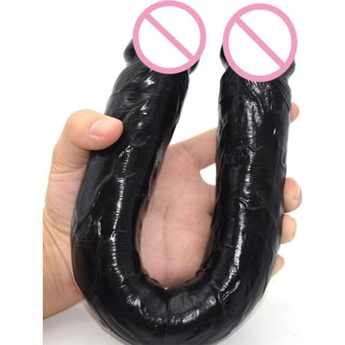NNSX 43cm Supper Long Fake Penis Silicon Adult Toy With Double Glans For Man Woman