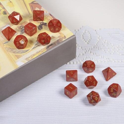 TUMBEELLUWA 7Pcs/Set Natural Crystal Stone Dice Indian Agate Mineral Specimen Board Game Home Decoration Room Ornaments Gift