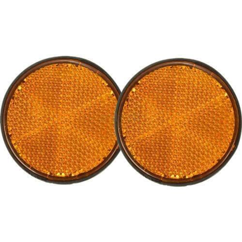 2pcs 2" Round Orange Reflector Universal For Motorcycle ATV Dirt Bike