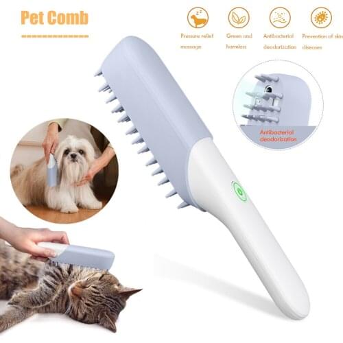 USB rechargeable pet comb cat and dog massage brush deodorant sterilization hair removal brush cleaning comb dog accessories