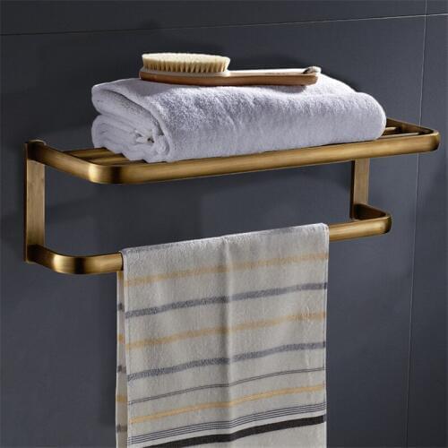Bathroom Towel Rack Total Brass Gold Towel Hanger Antique Towel Holder Wall Mounted 60CM Towel Rail Holder Towel Hanger Bar