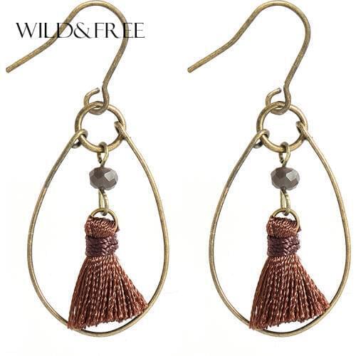 Vintage Zinc Alloy Water Drop Dangle Earrings Minimalist Tassel Earrings Bronze Handmade Geometric Earrings Jewelry For Women