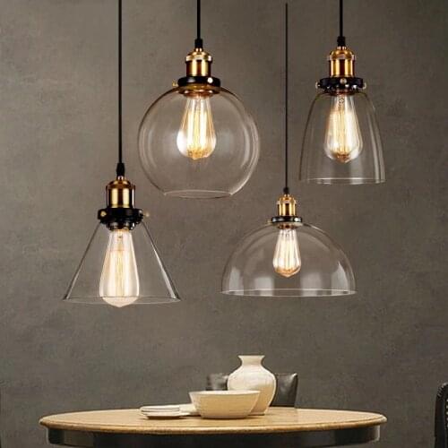 Vintage Glass Pendant Lights American Industrial Loft Hanging Lamp Bedroom Lamp Dining Room Lights E27 Home Decor Light Fixtures