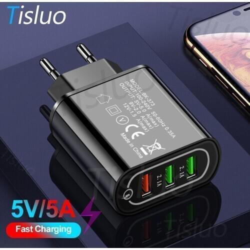 Tisluo USB Phone Charger Quick Charge 3.0 For Samsung S8 S9 Xiaomi mi 8 Huawei Fast Wall Charging For iPhone 6 7 8 X XS Max iPad