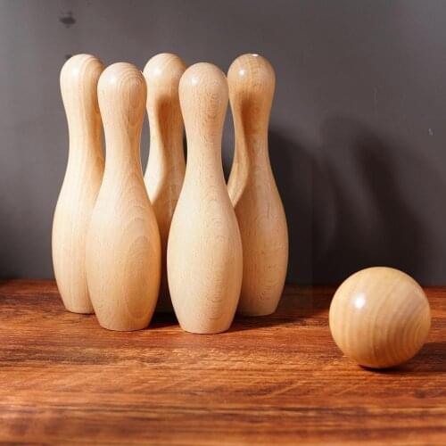 1Set Wooden Bowling Ball Toy Set Leisure Sports Entertainment Gift Christmas Halloween Outdoor Fun Set Kids For Children B9E5