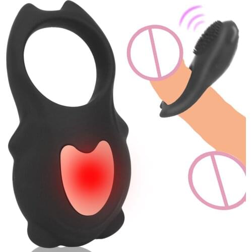 10 Mode Clitoris Stimulator Delay Ejaculation Penis Ring Vibrator Vibrating Cock Cage Sex Shop Sex Toys for Men