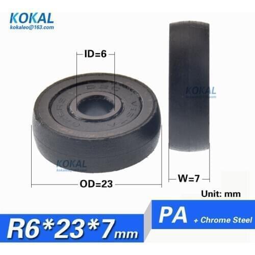 [R0623-7B]Free Shipping 10PCS 626zz bearing pulley roller black low noise 23mm widnow door wheel