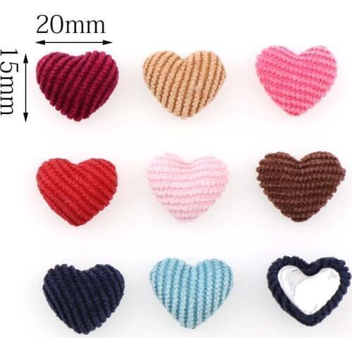 20pcs Corduroy Heart Buttons Fabric Cabochon Scrapbooking Sewing Accessories 15*20mm Mixed Fabric Covered Buttons Cloth
