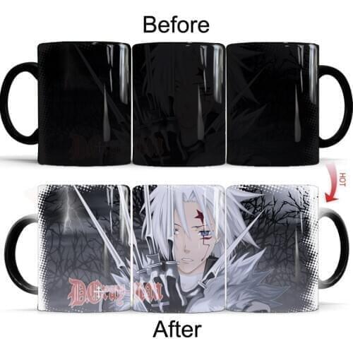 2021 D.Gray-Man 11oz Heat Changing Color Magic Ceramic Tea Cup Coffee Mug with Lid and Spoon