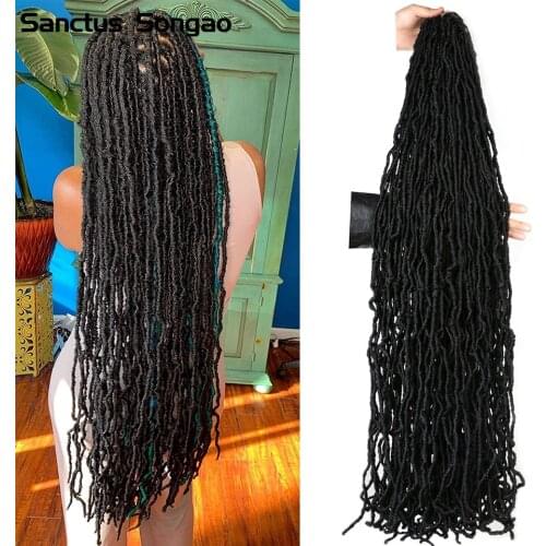 36 Inch Nu Faux Locs Synthetic Crochet Braids Hair Soft Locs Braiding Curly Wavy Hair Extensions For Women Sanctus songao