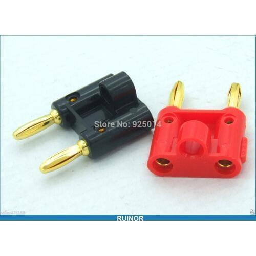 4PCS Gilded Double 4mm Banana Plug for BINDING POST jack Speaker Power Amplifier