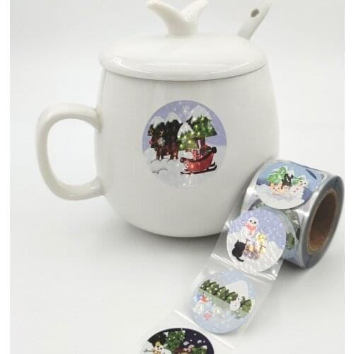 500Pcs/Roll 1 Inch Christmas Theme Snowman Pattern Stickers Envelope Baking Seal Labels Kids Gifts Box Package Decor Sticker
