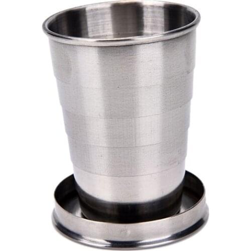 75ml Stainless Steel Folding Telescopic Collapsible Water Cup Beer Mug Outdoor Travel Camping Supplies Foldable Drinkware