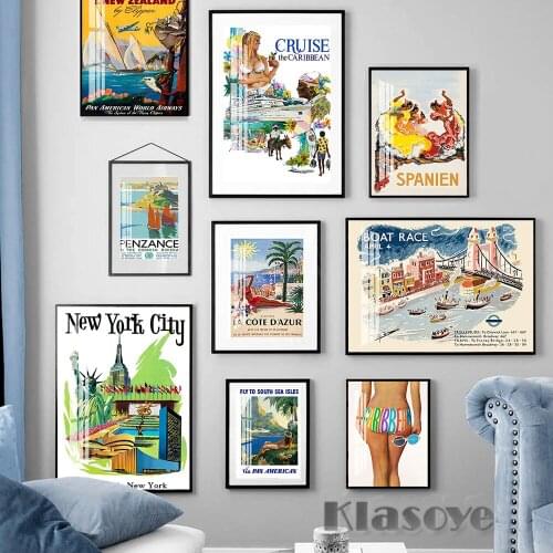 Arosa Switzerland Travel Poster Cornwall London Malaga Fiesta Caribbean Cruise Retro Art Prints Home Room Decor Canvas Painting