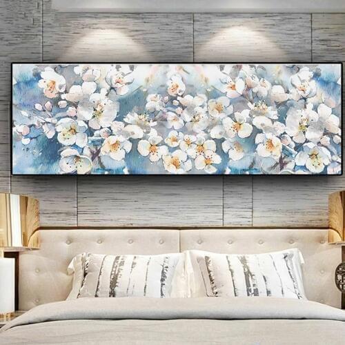 Large Abstract White Poppy Flowers 5d diy Diamond painting mosaic Diamond Embroidery full round square drill rhinestone painting